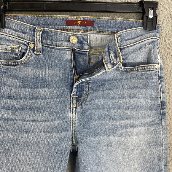 7 For All Mankind Jeans Womens 27 Ankle Distressed Frayed Hem Pants Ripped - Picture 8 of 14